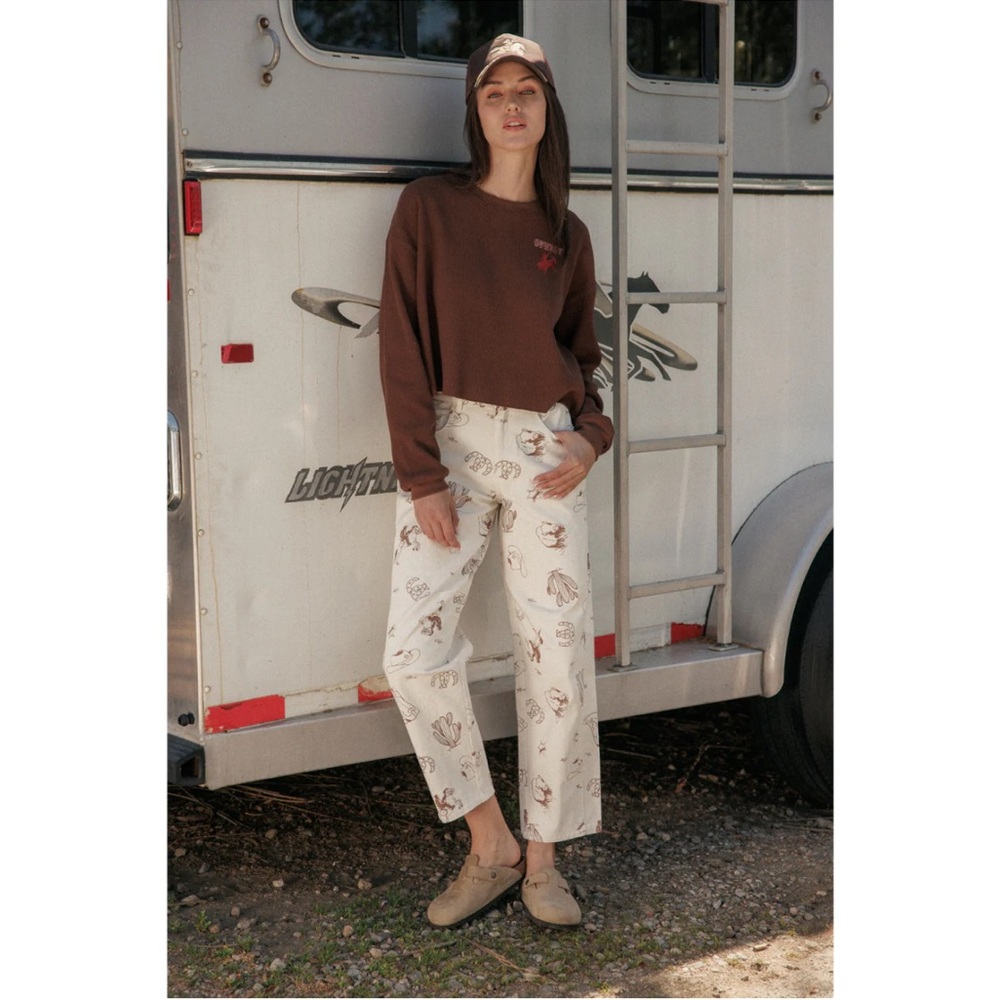 HOST PICK.Women's Cream Printed Jeans